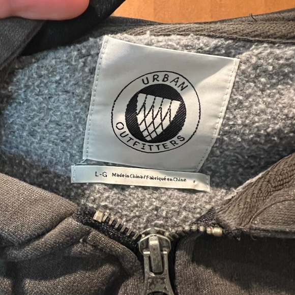Urban Outfitters Charcoal Gray Cropped Zip Hoodie - Picture 2 of 2